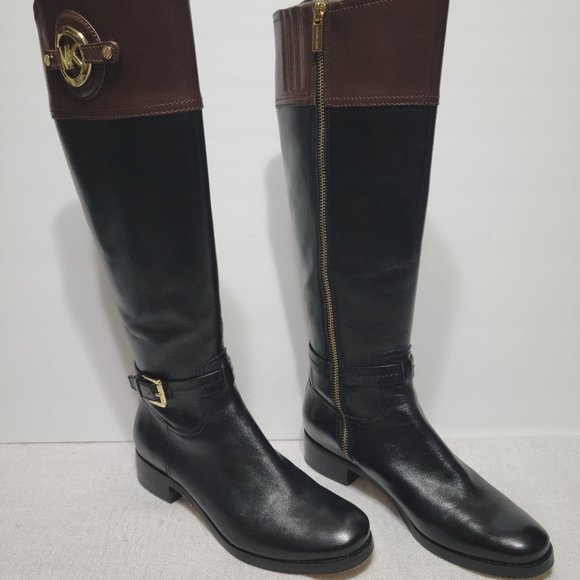 Michael Kors Stockard Two Toned Black Tall Leather Riding Boot Women’s Size 6.5M - Picture 2 of 16